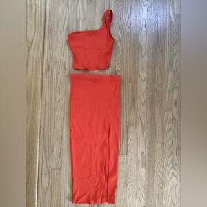 Lulu's Vibrant Orange Ribbed Set Size M